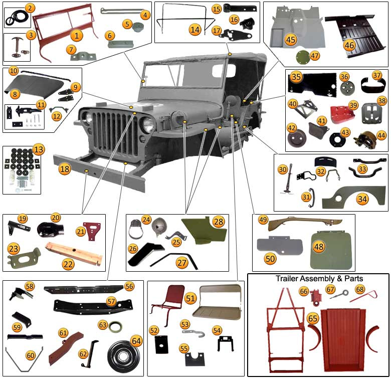 Willys jeep mb parts #1