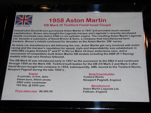 Aston Martin DB3 Tickford Fixed-head
