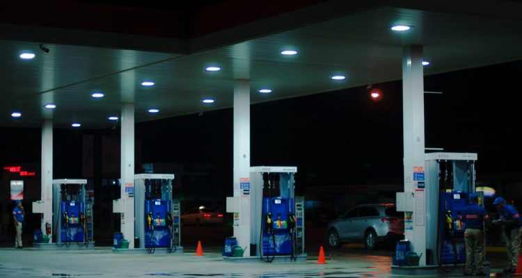 fuel station at night