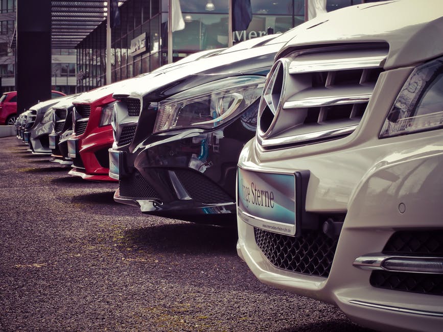 vehicles in car dealership