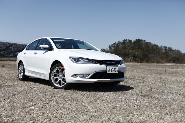 chrysler car on gravel