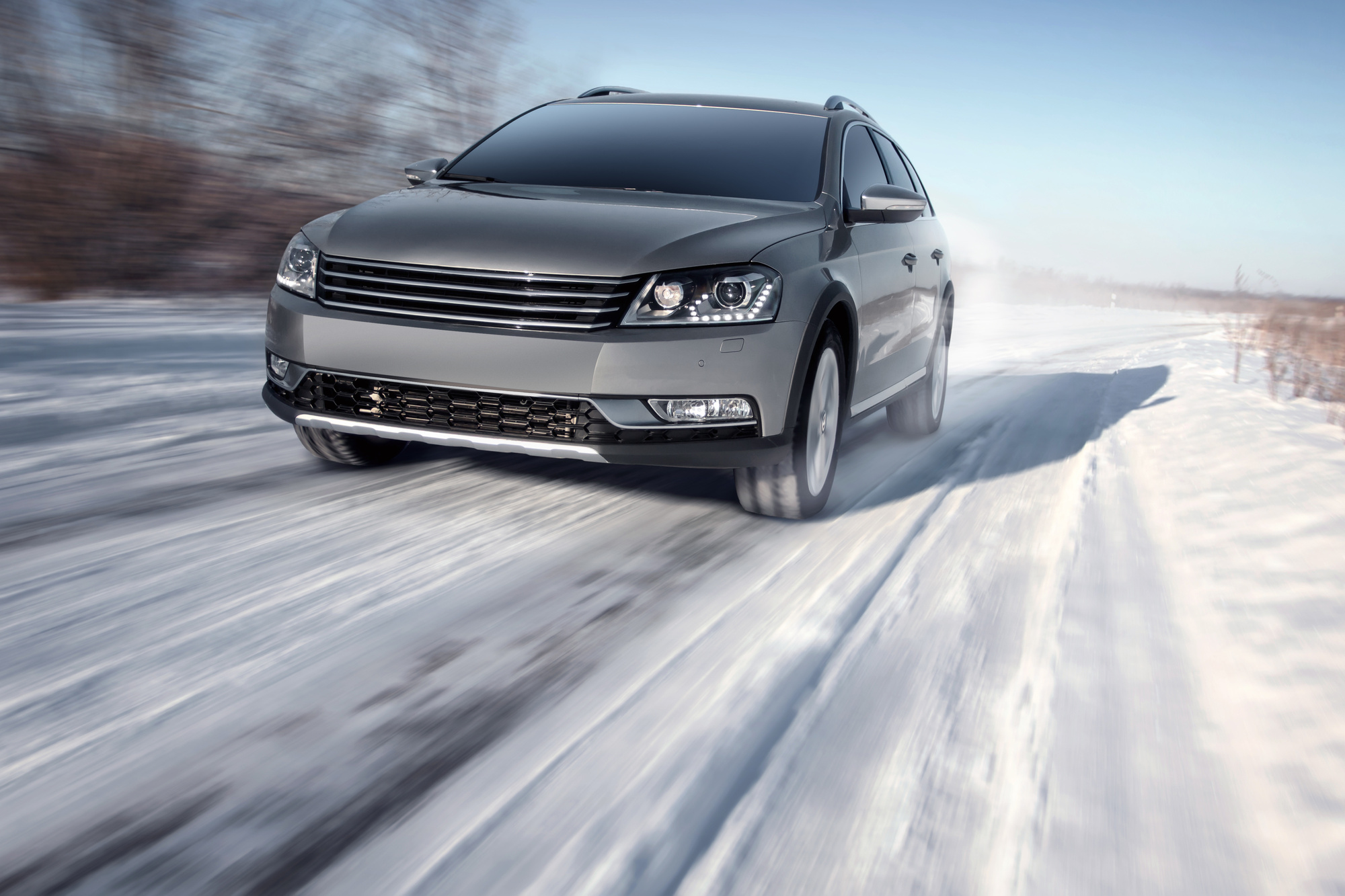 car driving in winter snow