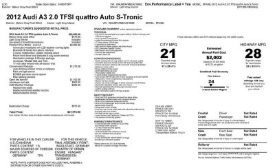 2012 Audi A3  2.0T Premium quattro