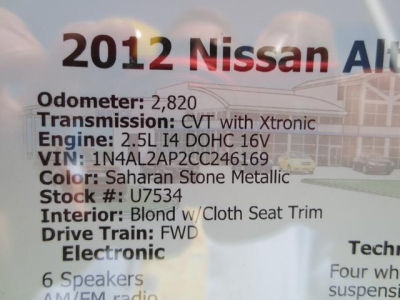 2012 Nissan Altima  2.5 S