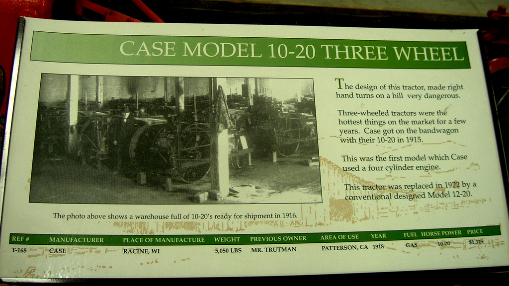 Case Model 10-20 3 Wheel Tractor