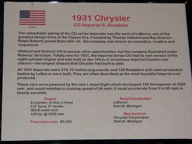 Chrysler CG Imperial 8 Roadster