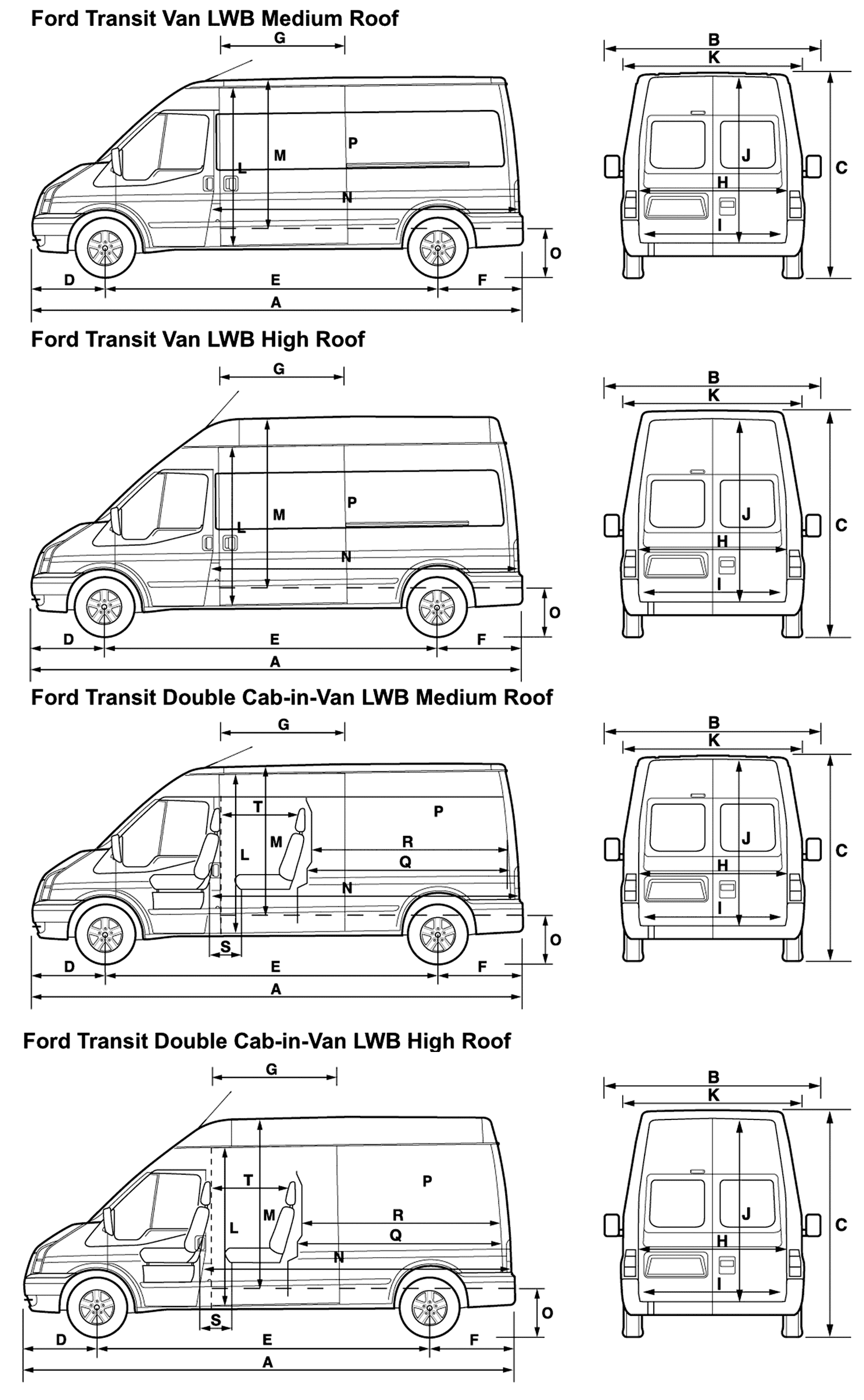 Ford transit van technical drawing #1