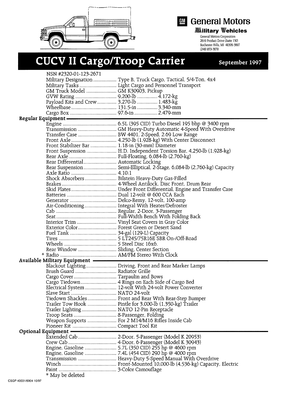 Chevrolet M1008A1 CUCV