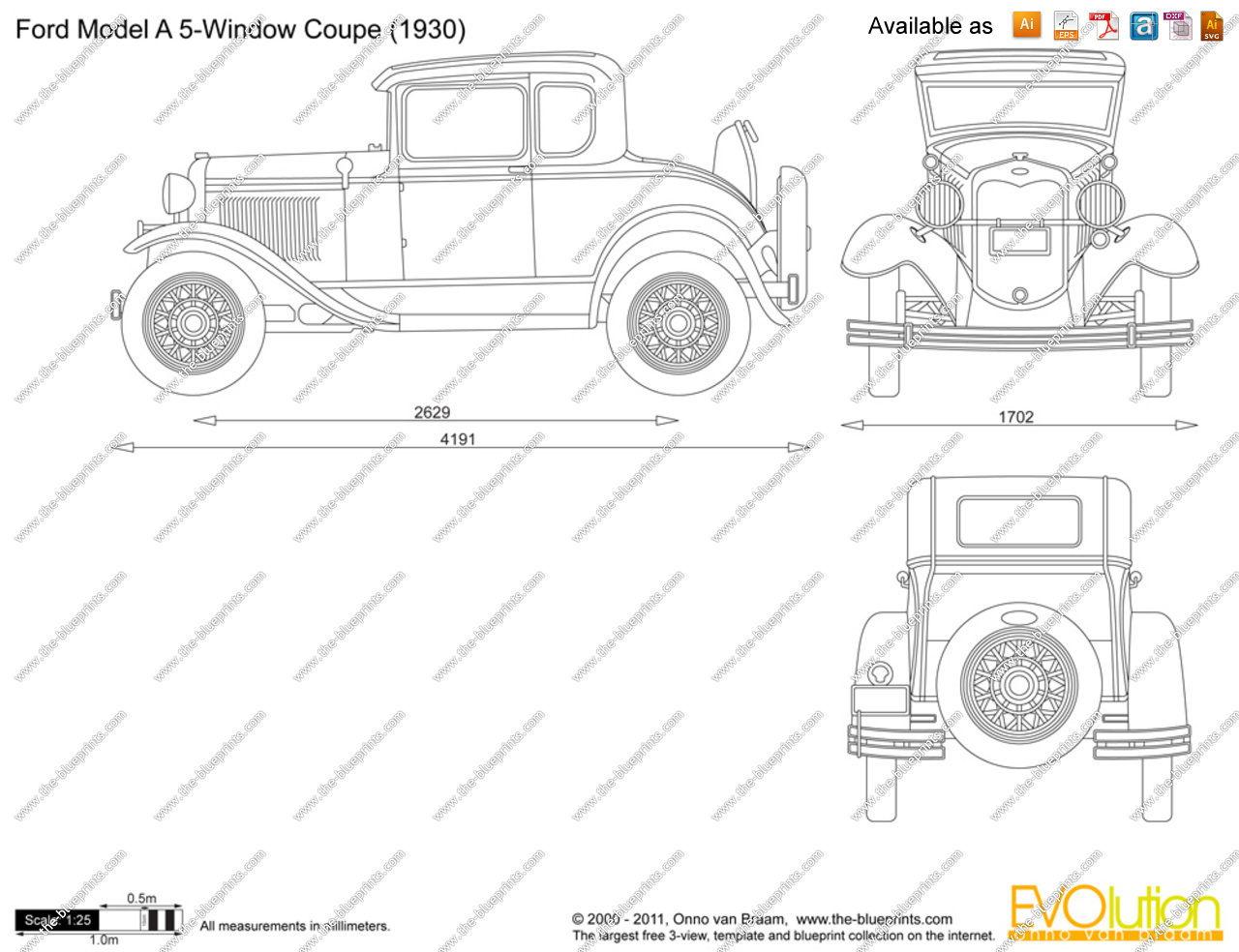 ford model a dimensions